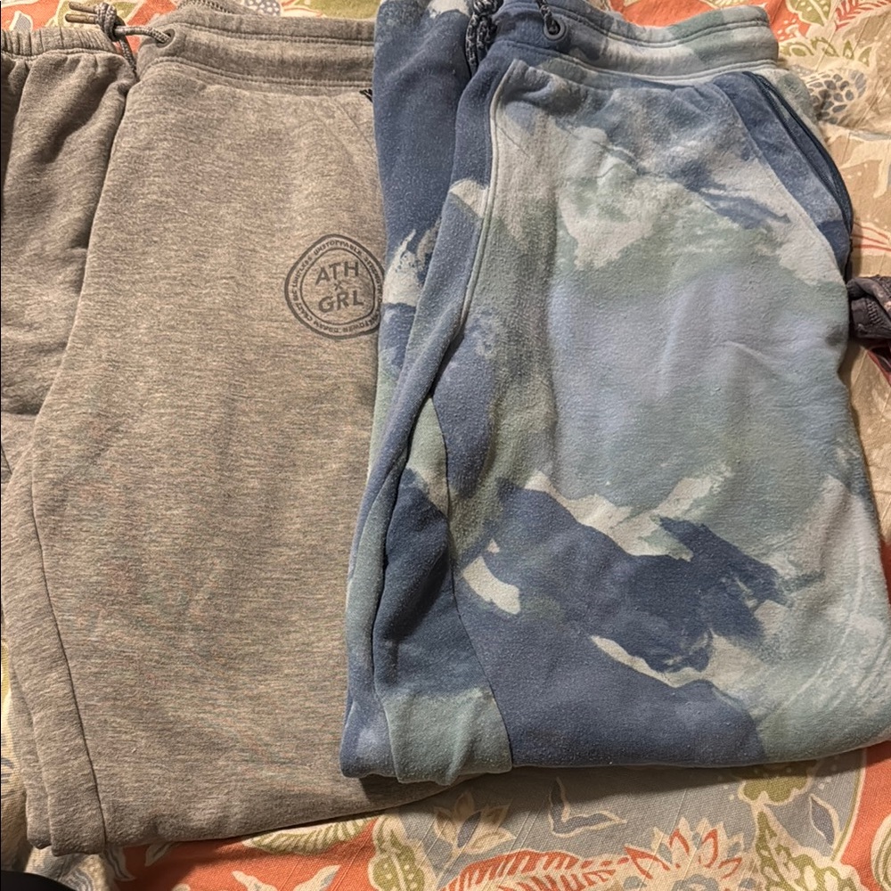 Athleta Gray and Blue Tie-Dye Joggers